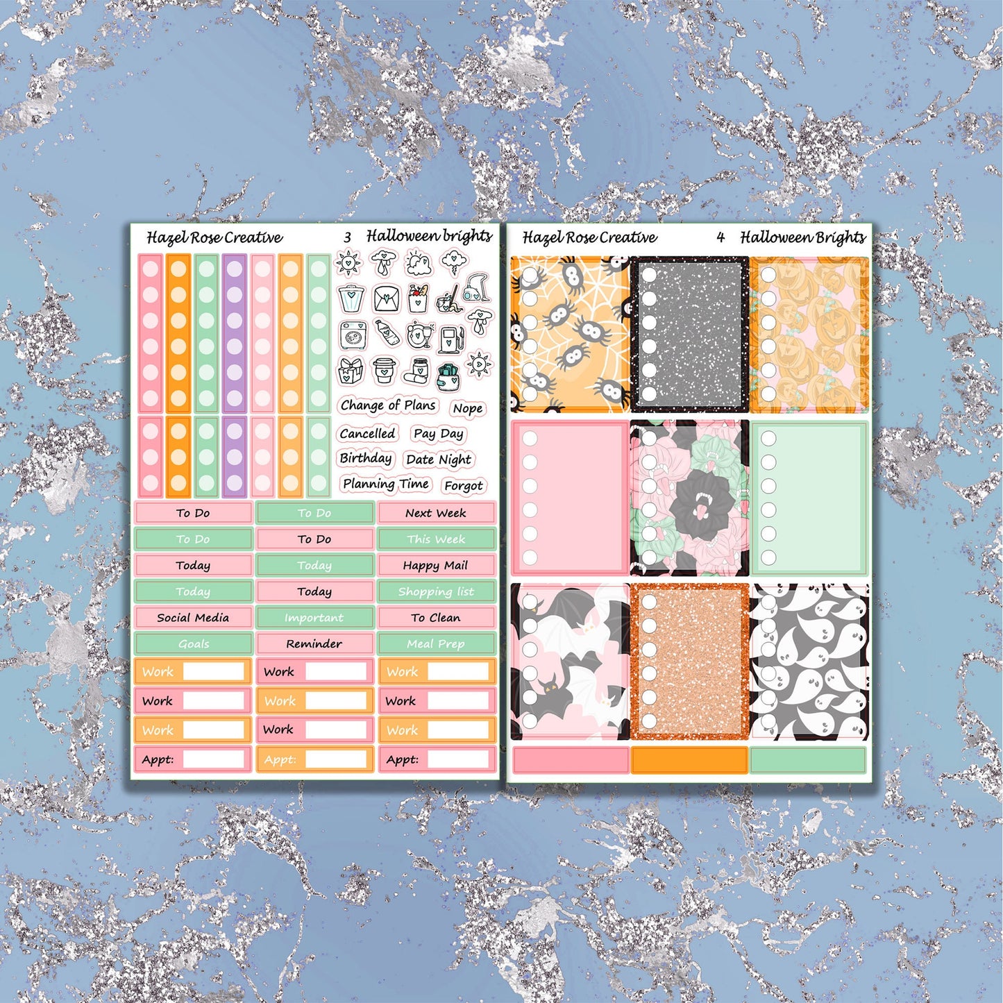 Vertical Weekly sticker kit - Halloween Brights