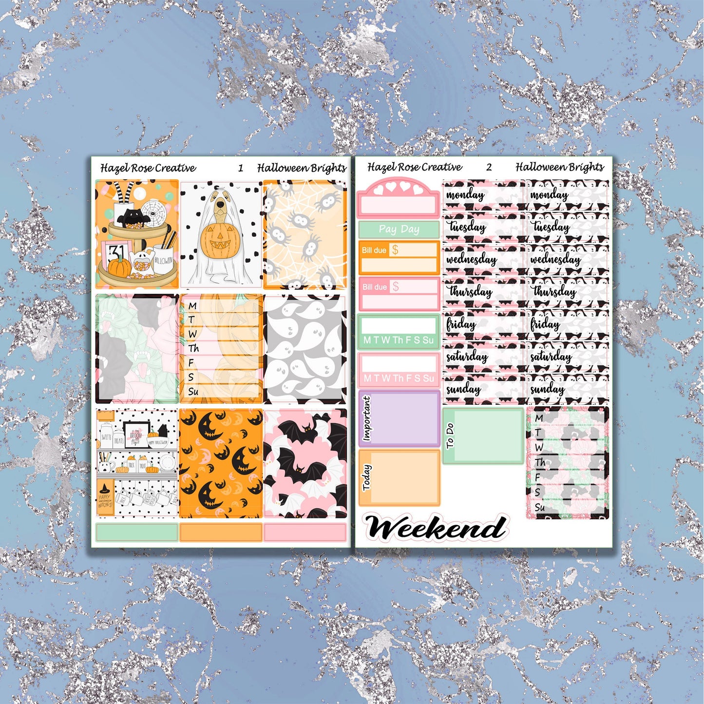 Vertical Weekly sticker kit - Halloween Brights