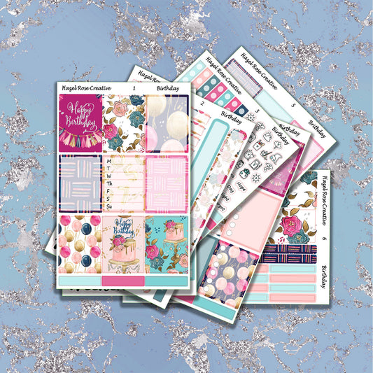 Vertical Weekly sticker kit - Birthday