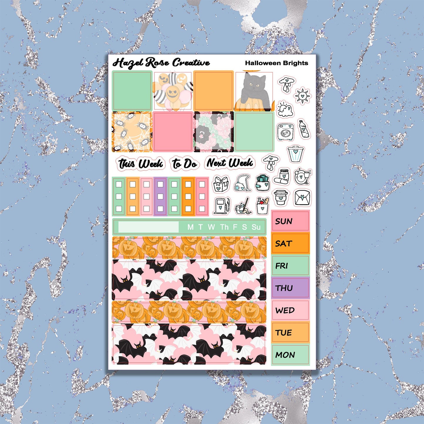 Hobo Weeks Weekly Sticker Kit - Halloween Brights