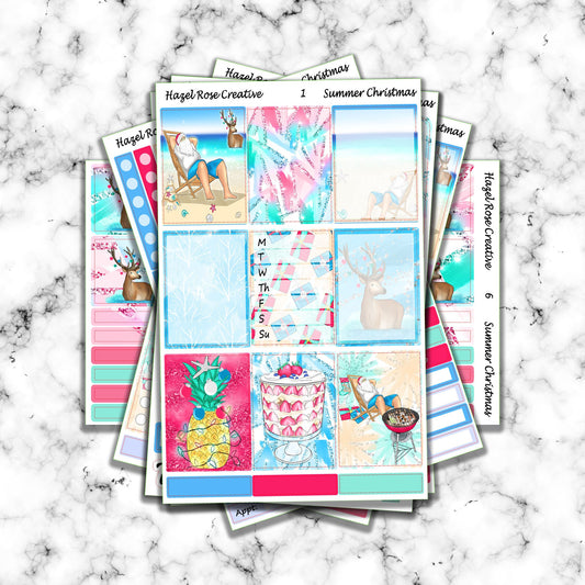 Vertical Weekly sticker kit - Summer Christmas
