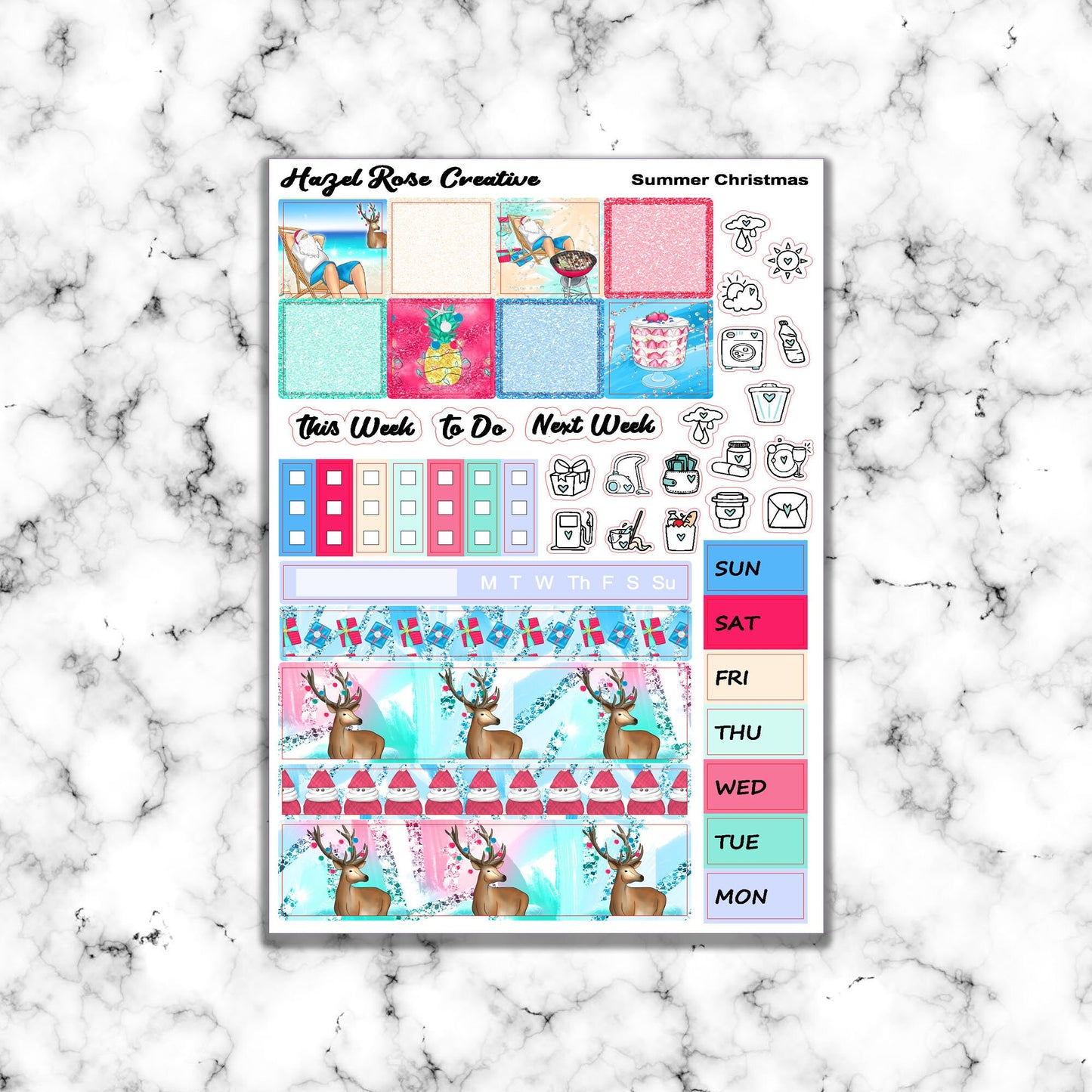 Hobo Weeks Weekly Sticker Kit - Summer Christmas