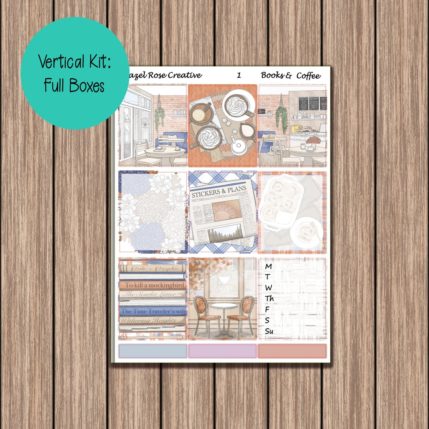 Vertical Weekly Sticker Kit - Books & Coffee