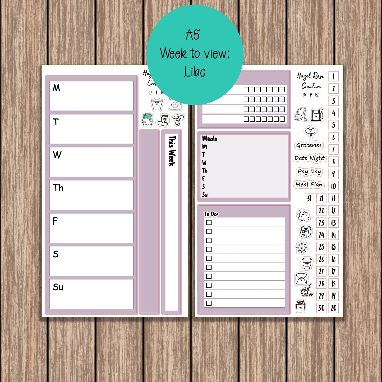 A5 Week to a view - In Bloom options