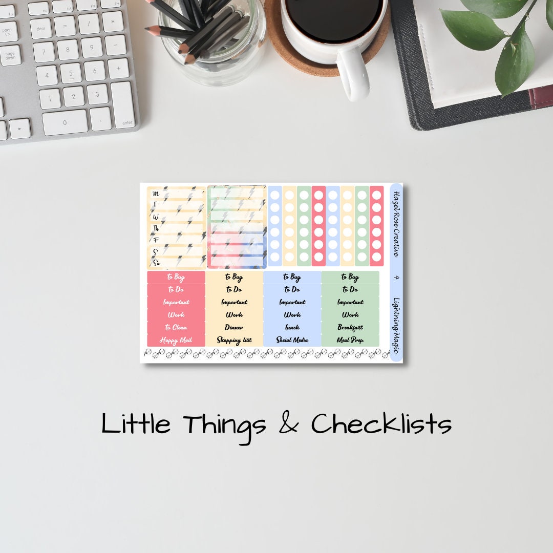 Vertical Weekly Sticker Kit  - Lightning & Roses