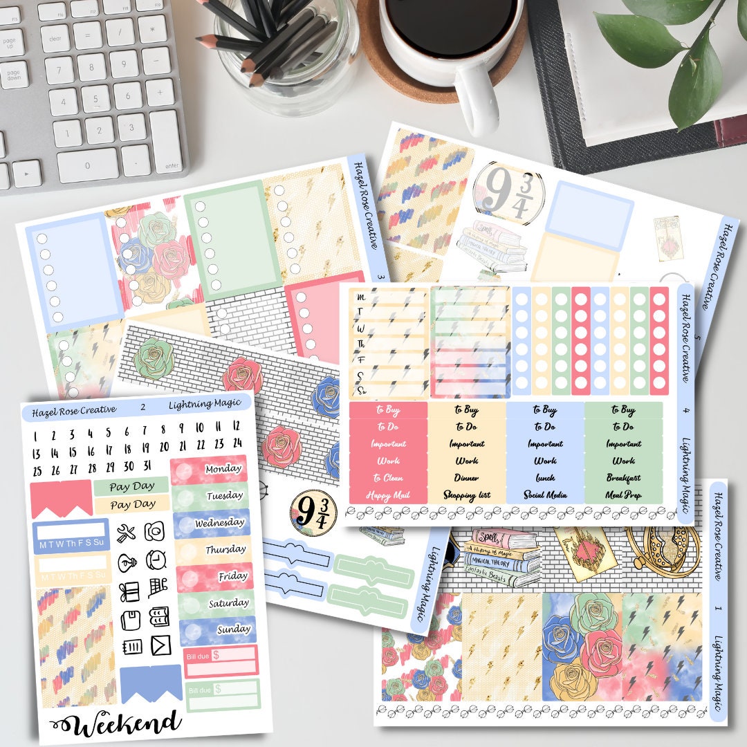 Vertical Weekly Sticker Kit - Lightning & Roses – Hazel Rose Creative
