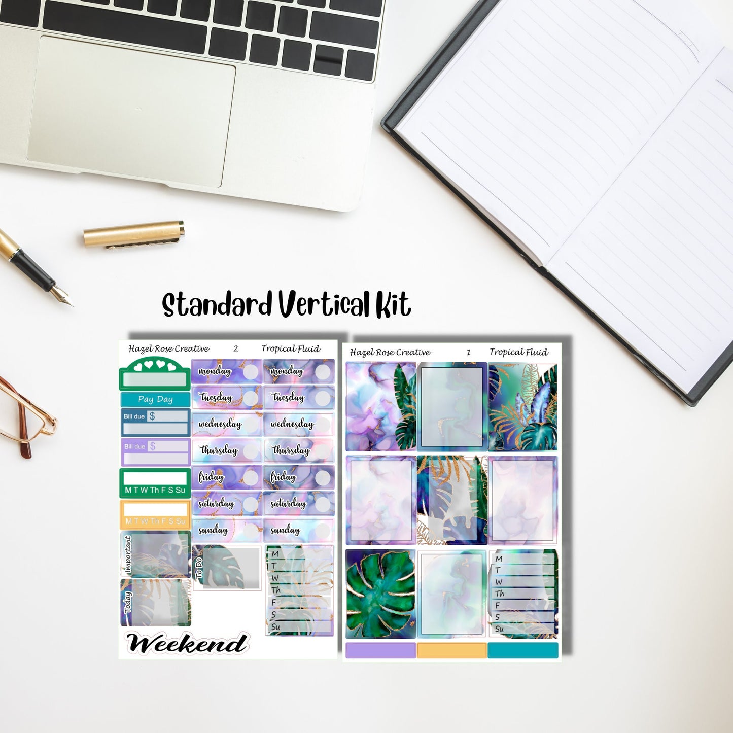 Vertical Weekly Sticker Kit - Tropical Fluid