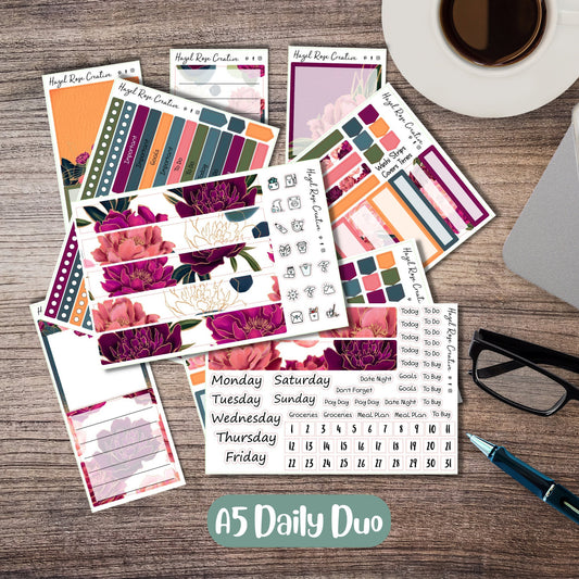 Daily Duo A5 Weekly Kit - Peonies