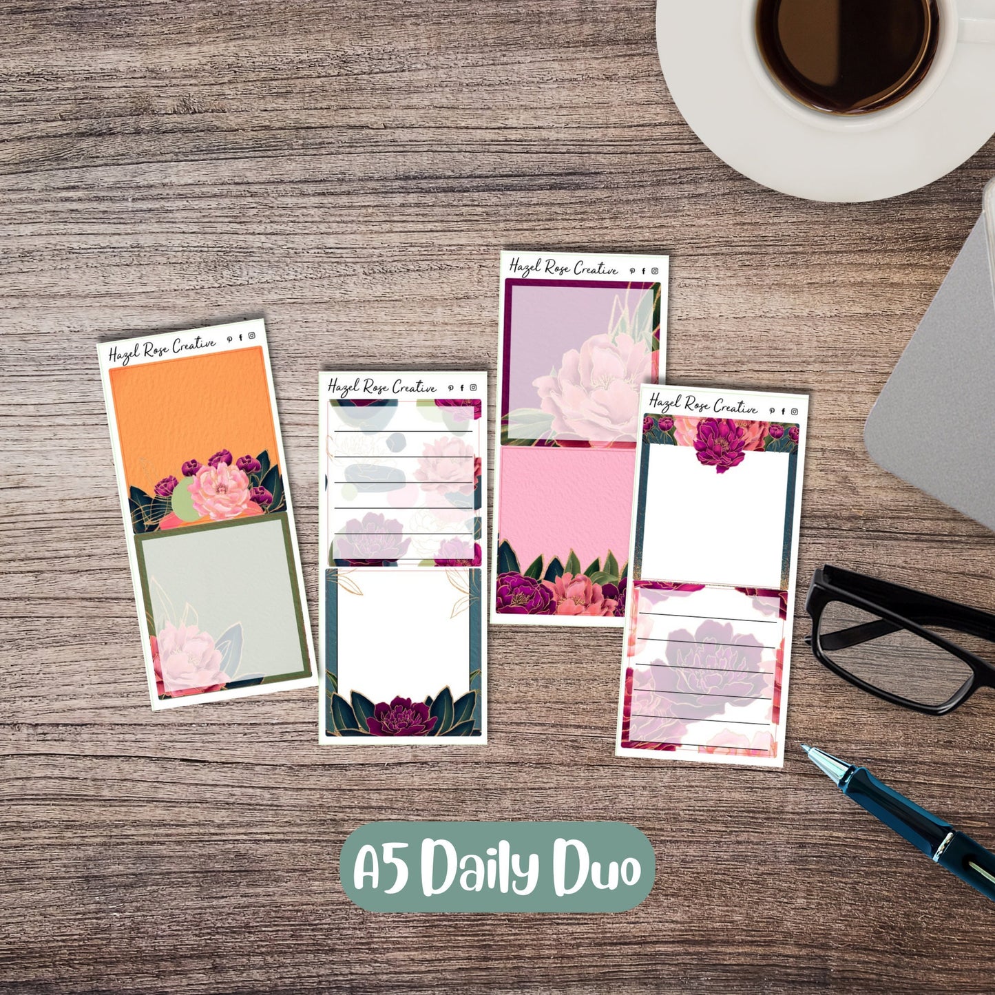 Daily Duo A5 Weekly Kit - Peonies